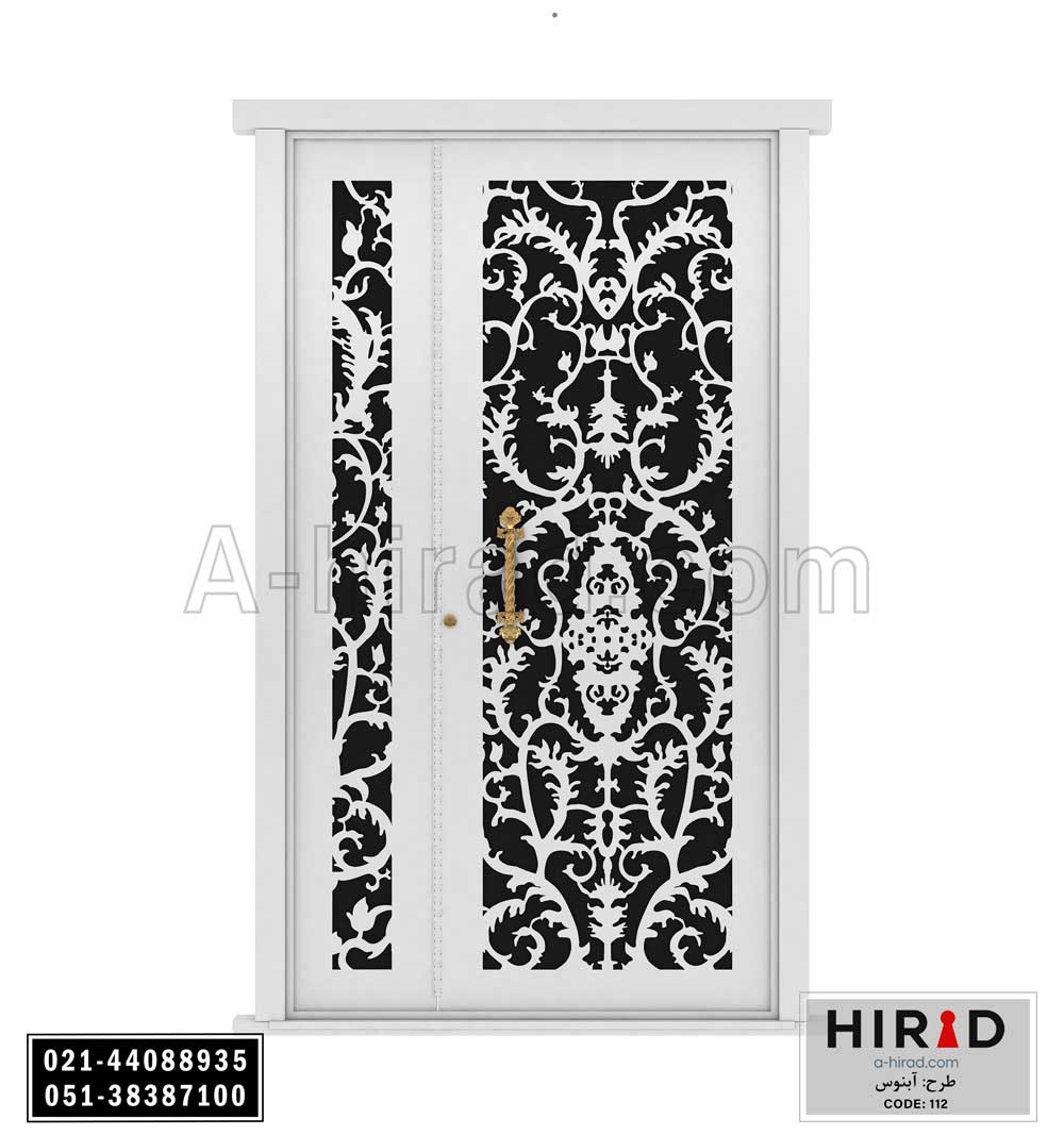 درب حیاط یک و نیم لنگه طرح آبنوس 15112